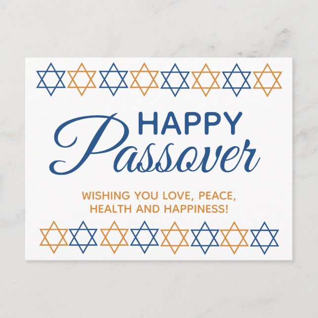 Postal Elegante Happy Passover Pesach Seder Star of David (Anverso)