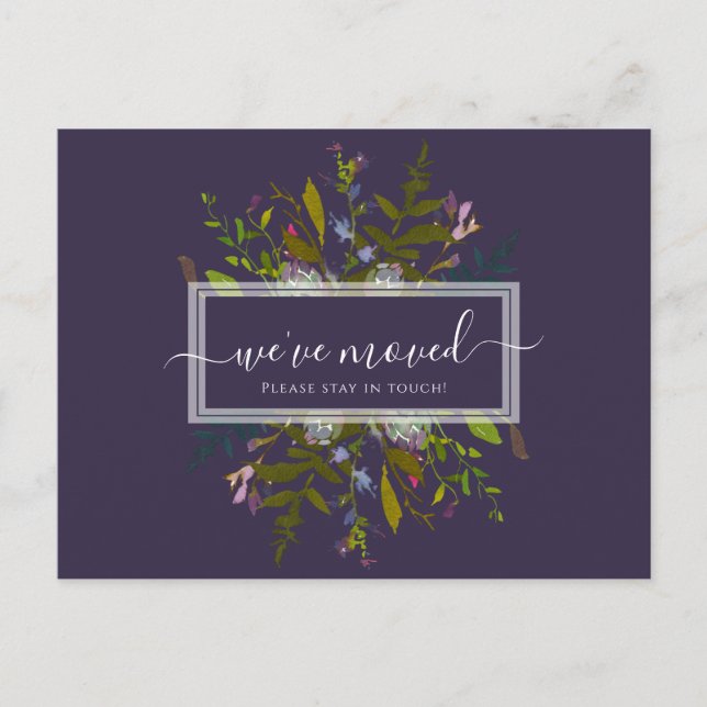 Postal Elegante hemos movido el guión botánico azul (Anverso)