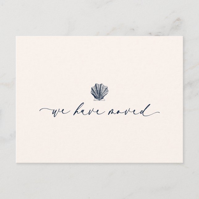 Postal Elegante Hemos Movido Guión Escrito A Mano | Azul (Anverso)