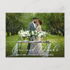 Postal Elegante hermosa caligrafía  amor gracias boda