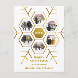 Postal Elegante Hexagon Snowflake Navidades multifoto
