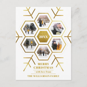 Postal Elegante Hexagon Snowflake Navidades multifoto