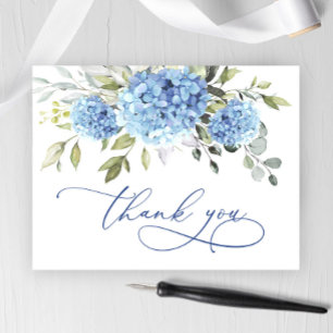 Postal Elegante Hidrangea Azul Eucalyptus Flor Gracias