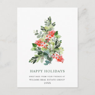 Postal Elegante Holly Tree Navidades Corporate Greeting P
