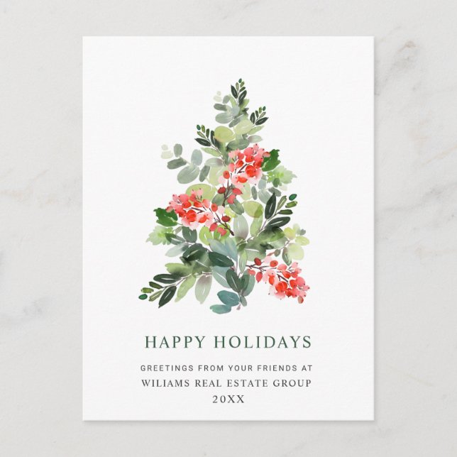 Postal Elegante Holly Tree Navidades Corporate Greeting P (Anverso)
