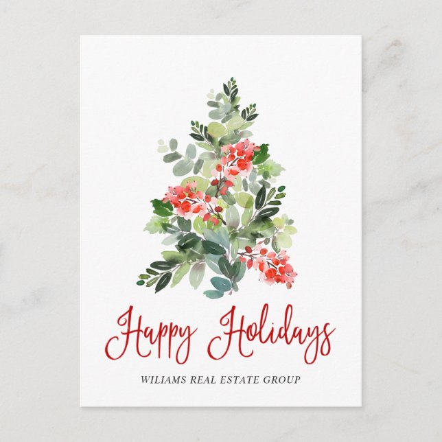 Postal Elegante Holly Tree Navidades Corporate Greeting P (Anverso)
