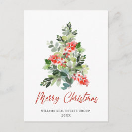 Postal Elegante Holly Tree Navidades Saludo Corporativo