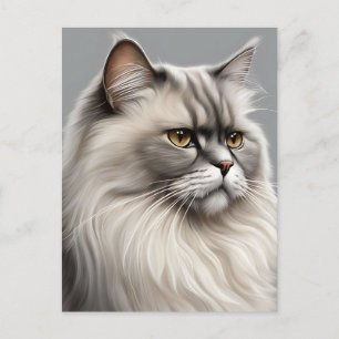 Postal Elegante Ilustracion de gato persa