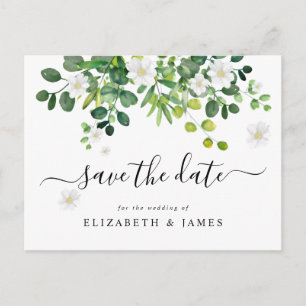 Postal Elegante Jardín Botánico Floral Save The Date