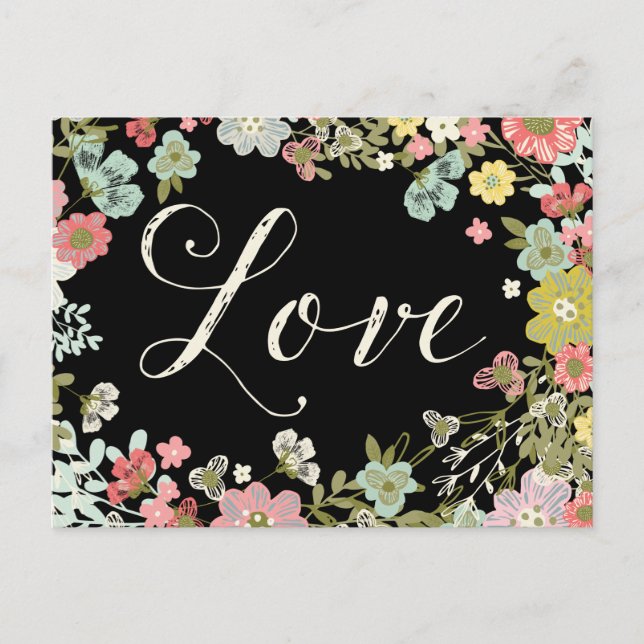 Postal Elegante Jardín Floral Hermosa escritura de amor (Anverso)