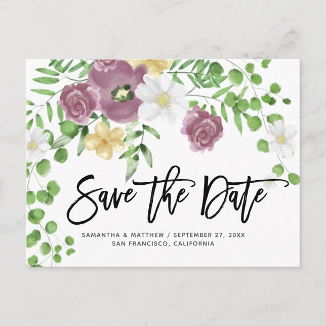 Postal Elegante Jardín Floral Primavera Boda Salvar La Fe (Anverso)