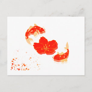 Postal Elegante Koi Fish y Arte de Florencia Roja   St ja