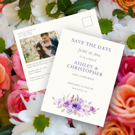 Postal Elegante Lavanda Floral Bouquet Wedding Invite