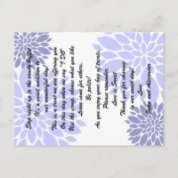 Elegante Lavanda Floral Burst Candy Buffet Cards