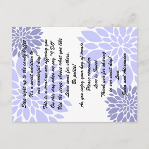 Postal Elegante Lavanda Floral Burst Candy Buffet Cards