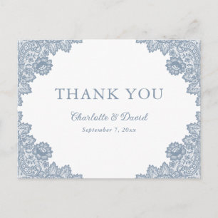 Postal Elegante Lavanda Floral Lace Boda Gracias