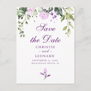 Postal Elegante Lavanda Morado Moderno Guardar la Fecha