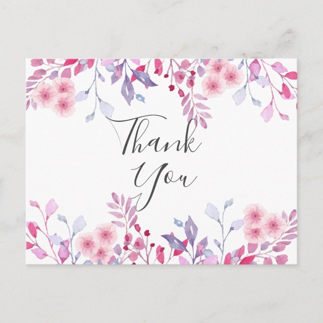 Postal Elegante Lavender Bouquet Script Business Gracias (Anverso)
