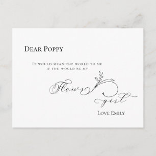 Postal Elegante Leaf Black Script Flowgirl Request