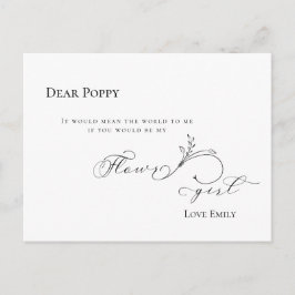 Postal Elegante Leaf Black Script Flowgirl Request