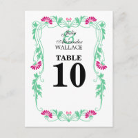 Elegante Leaf Florals & Swirls Table Number Card