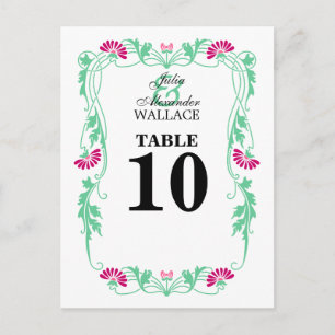 Postal Elegante Leaf Florals & Swirls Table Number Card