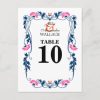 Elegante Leaf Florals & Swirls Table Number Card