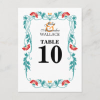 Elegante Leaf Florals & Swirls Table Number Card