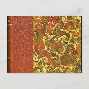 Postal Elegante Libro Antiguo, Patrón De Giro Ornato