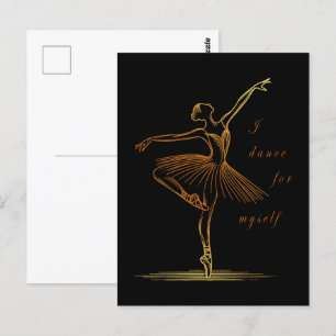 Postal Elegante línea de arte de Ballerina - Bailo por mí