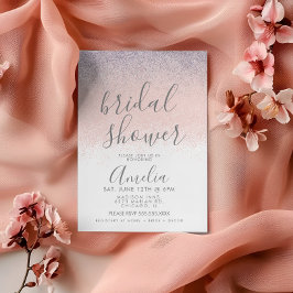 Postal Elegante lluvia de boda Faux Ombré brillo rosa