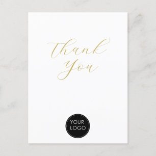 Postal Elegante Logotipo Comercial Guión Gracias Blanco