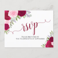 Elegante Magenta Rosas de acuarela rosa Wedding RS
