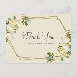 Postal Elegante marco de agua con rosas florales doradas