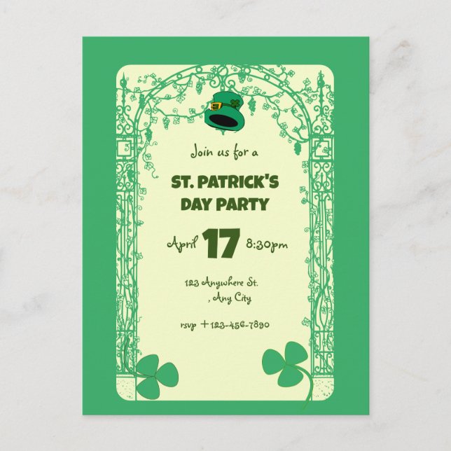 Postal Elegante Marco De Decoración De Shamrock St Patric (Anverso)