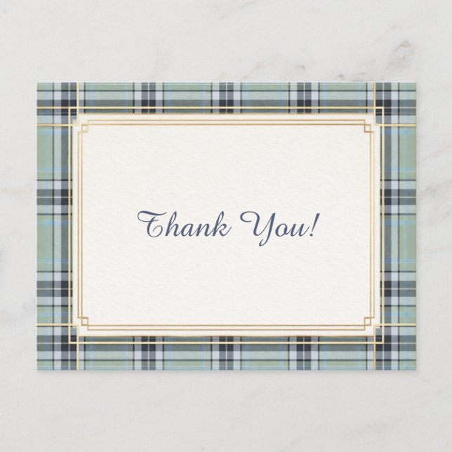 Postal Elegante Marco de Tartán Gracias (Anverso)