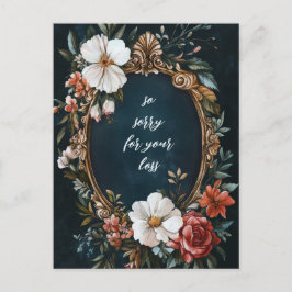 Postal Elegante marco floral Vintage Perdón por tu pérdid