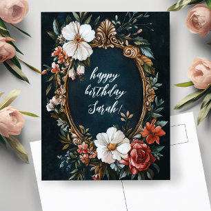 Postal Elegante marco floral Vintage PERSONALIZADO NOMBRE