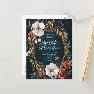 Postal Elegante marco floral Vintage Wedding Save the Dat
