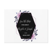 Elegante marco geométrico flora púrpura Salvar la 