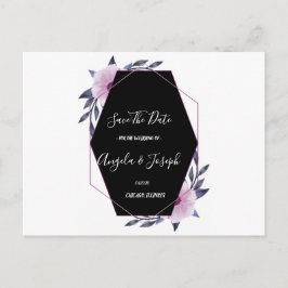 Postal Elegante marco geométrico flora púrpura Salvar la 