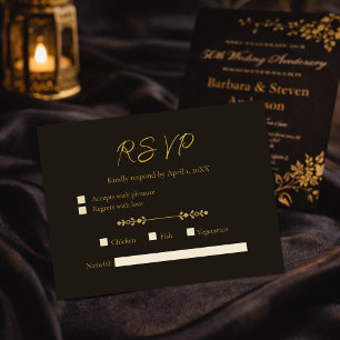 Postal Elegante Marfil Dorado RSVP para 50 Aniversario de