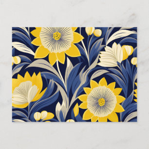 Postal Elegante marina geométrica Art Deco y floral amari