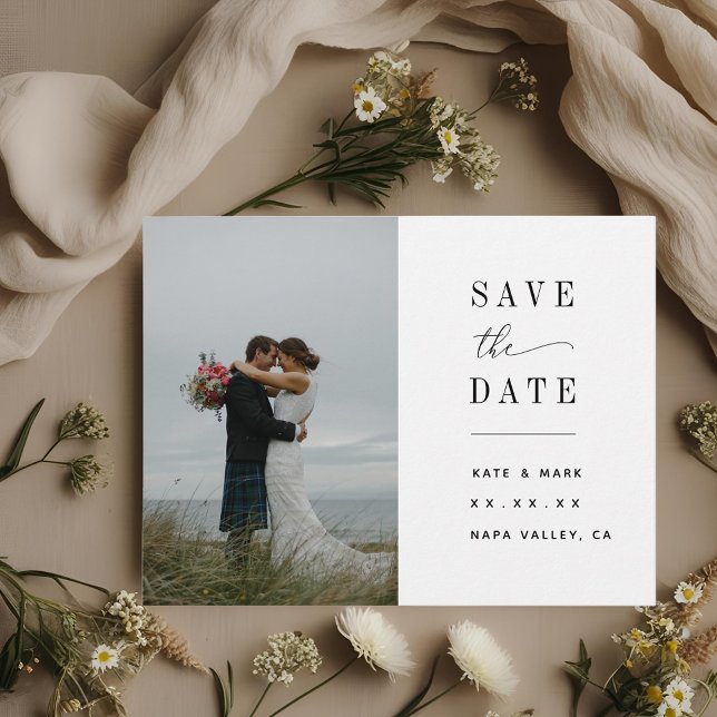 Postal Elegante matrimonio fotográfico blanco salva la fe (Subido por el creador)