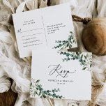 Postal Elegante matrimonio rústico Eucalyptus Greenery We<br><div class="desc">Diseñada para coordinar con nuestra colección Rústica de bodas de Verdor,  esta tarjeta RSVP de personalizable,  presenta botánicos de color de agua mezclados,  escritura moderna de caligrafía acompañada de un tipo de letra serif elegante en negro. Elementos coincidentes disponibles.</div>