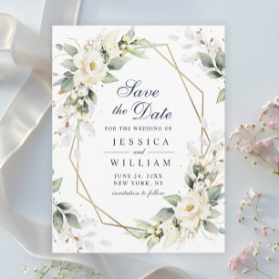 Postal Elegante matrimonio verde Rubor blanco salva la fe