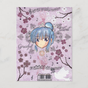 Postal Elegante/Melancholy Ume-Chibi con fondo de collage