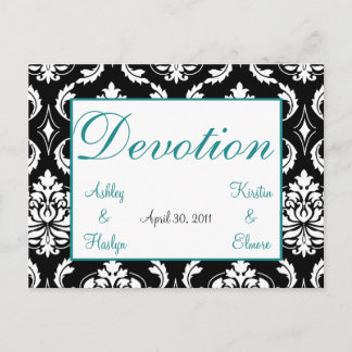 Postal Elegante mesa de matrimonio Damask Nombres de tarj
