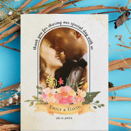 Postal Elegante Minimalista Floral Foto Agradecimiento de