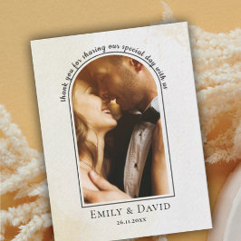 Postal Elegante Minimalista simple Boda de fotos gracias